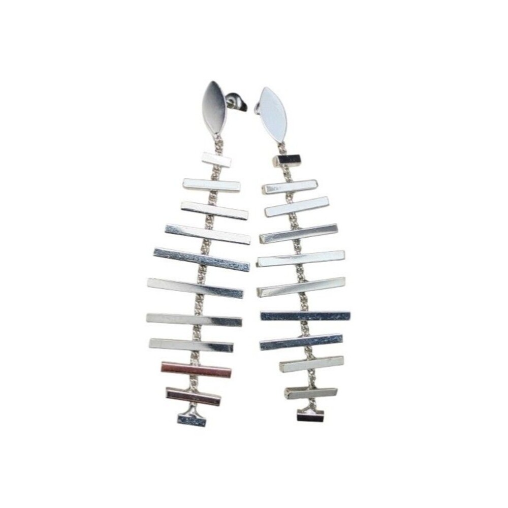 Silver tone Modern Geometric Dangle Earrings